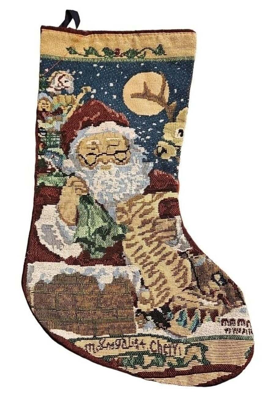 Christmas House Christmas Stocking - Santa Reviewing His List